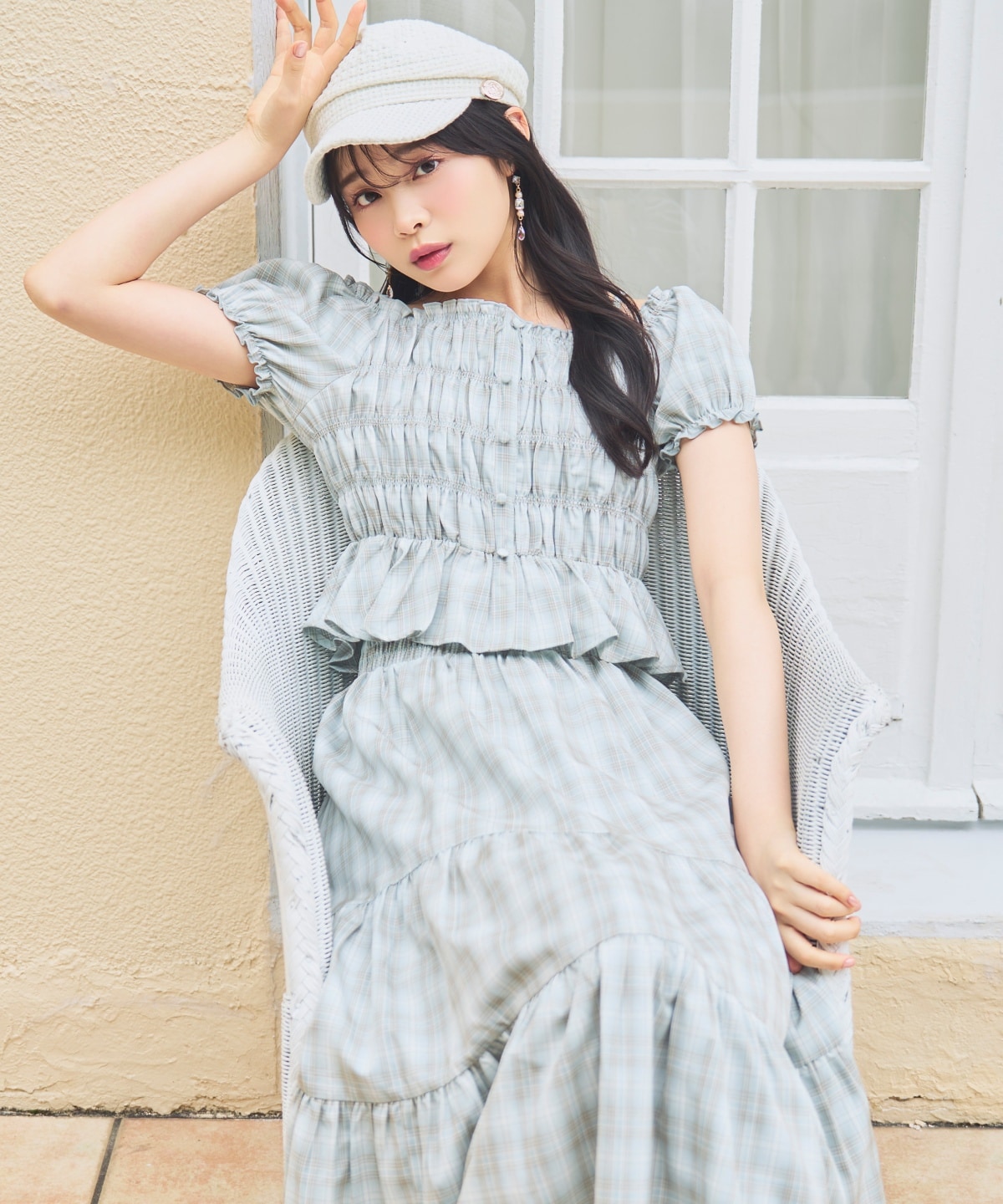 【7/3(fri)10時発売】ウエストシャーリングティアードチェックスカート