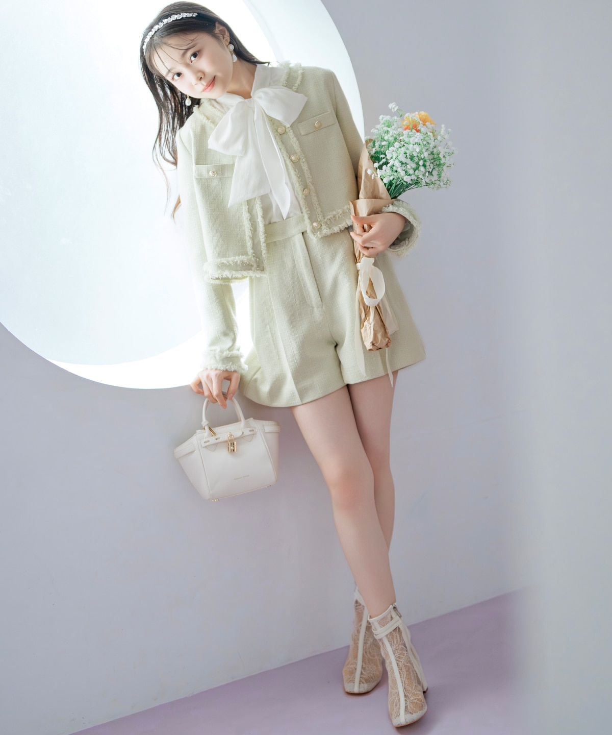 ツイードタックショートパンツ