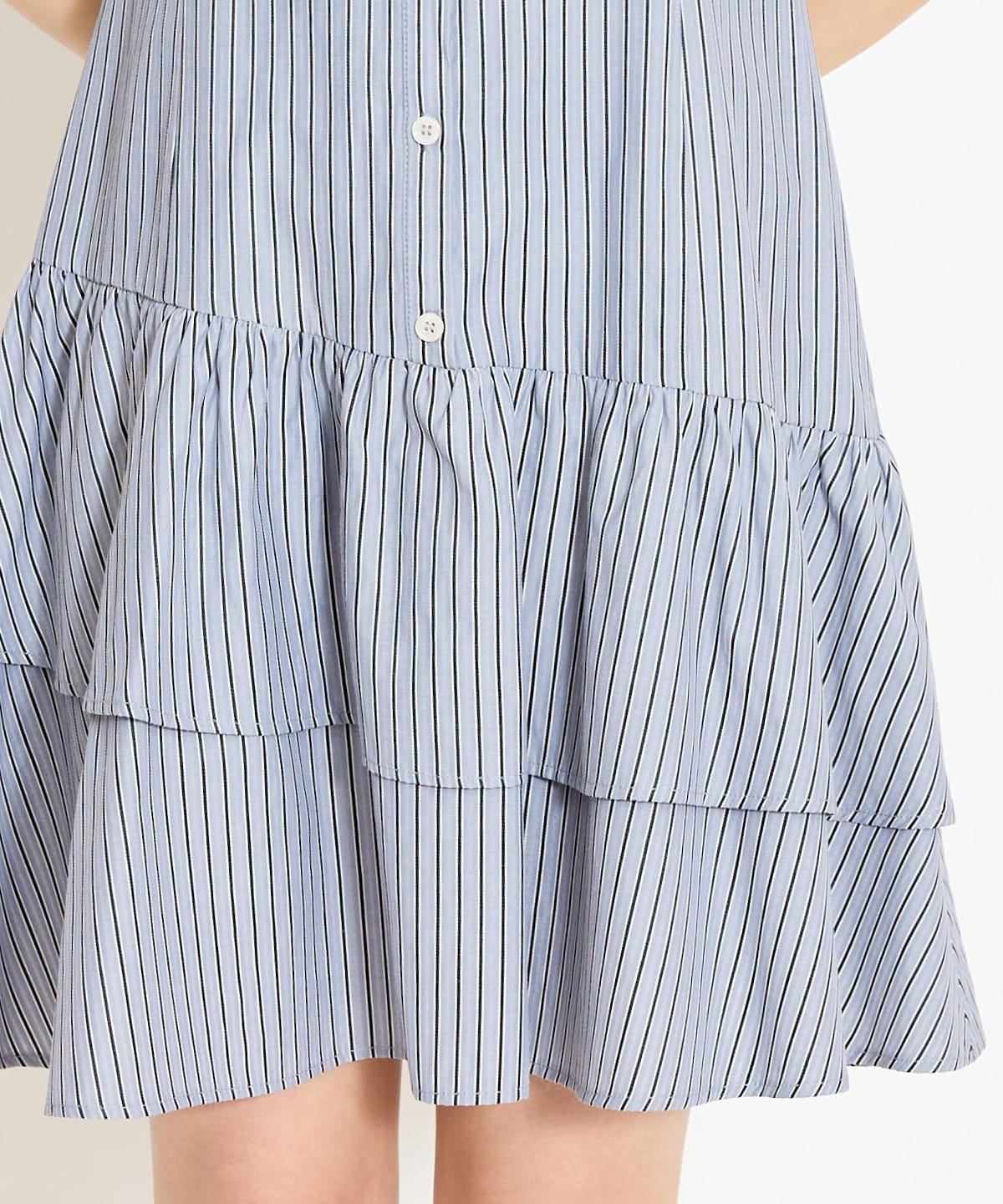 ティアードフリルリボンタイシャツワンピース