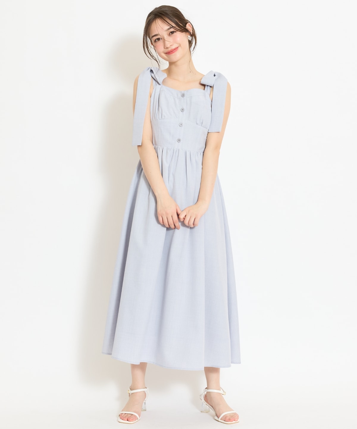 【4/24(fri)10時予約開始】リボンショルダーギャザーワンピース