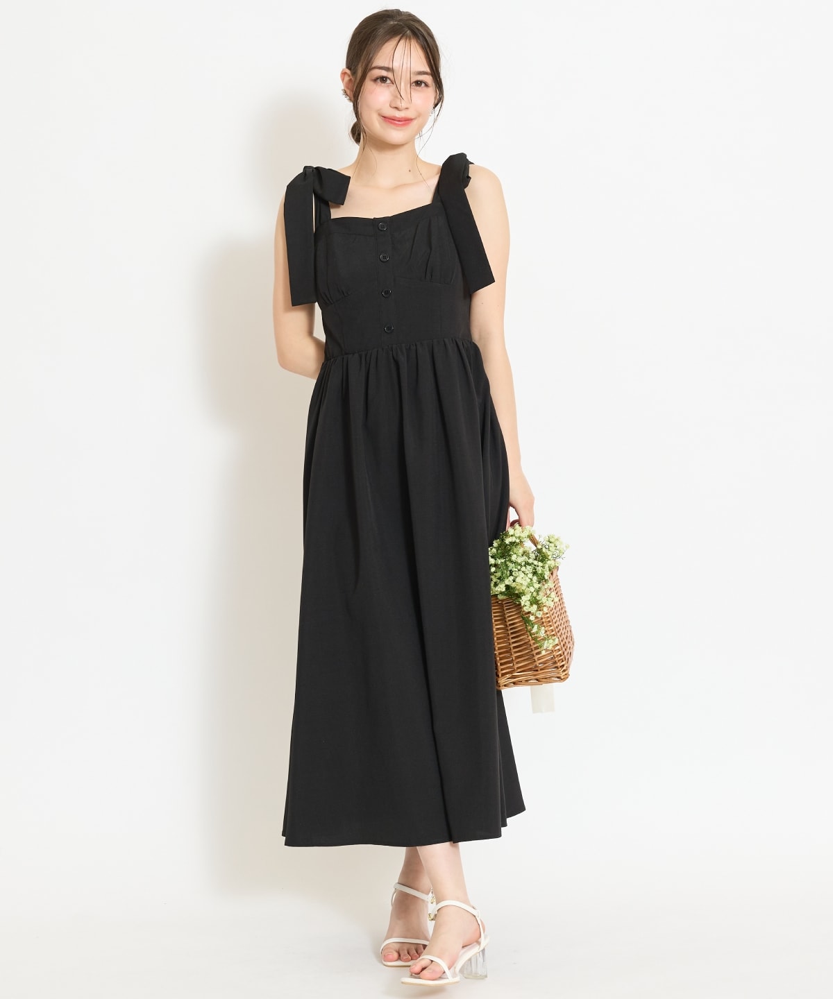 【4/24(fri)10時予約開始】リボンショルダーギャザーワンピース