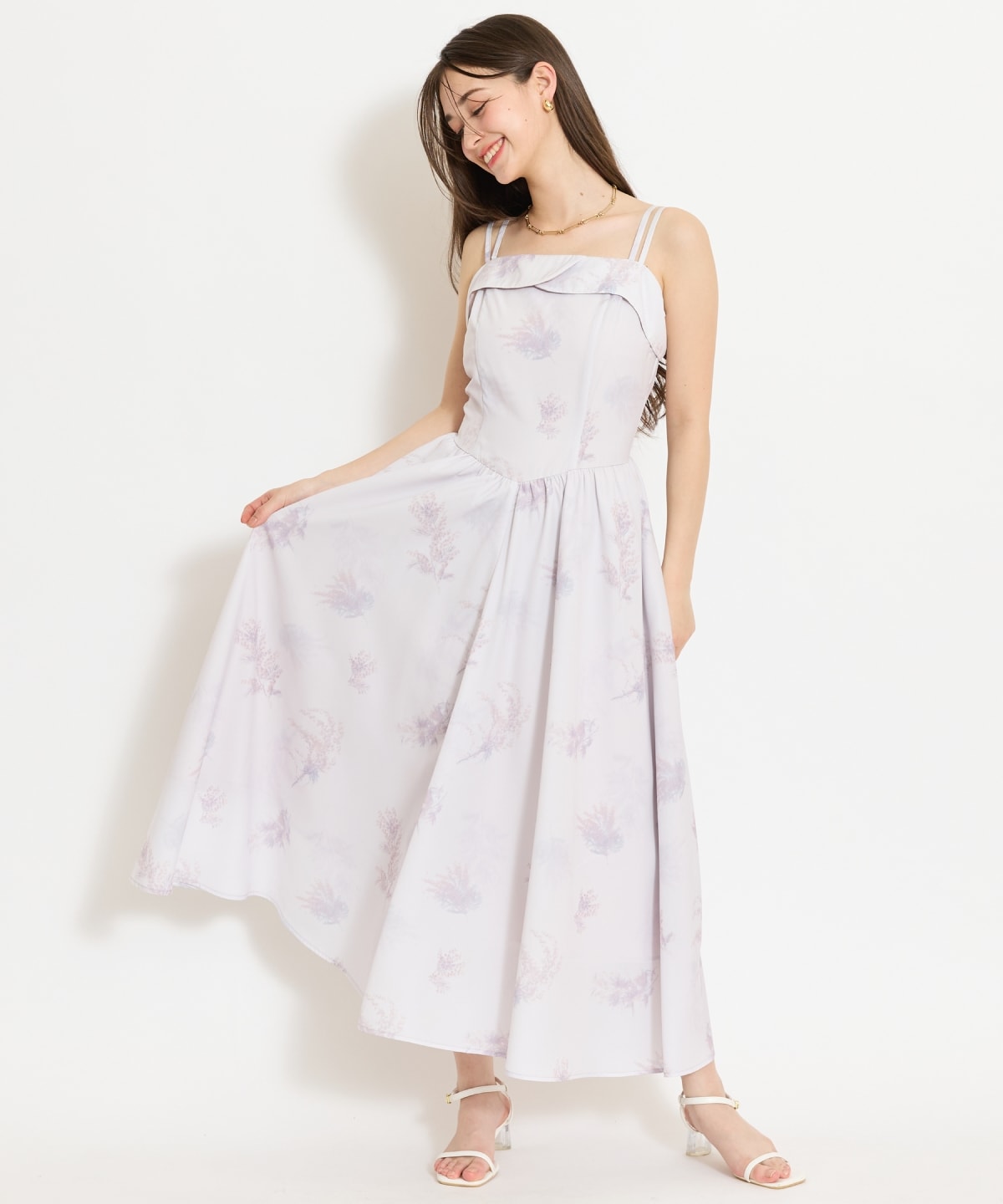 ミモザプリントキャミワンピース