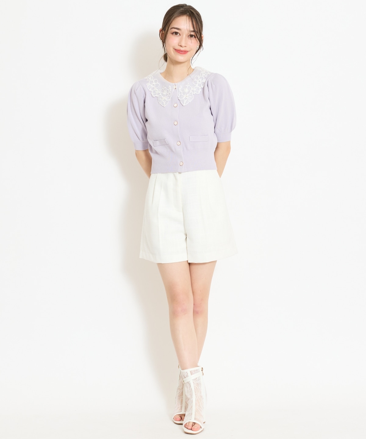 シアーレースカラーカーディガン