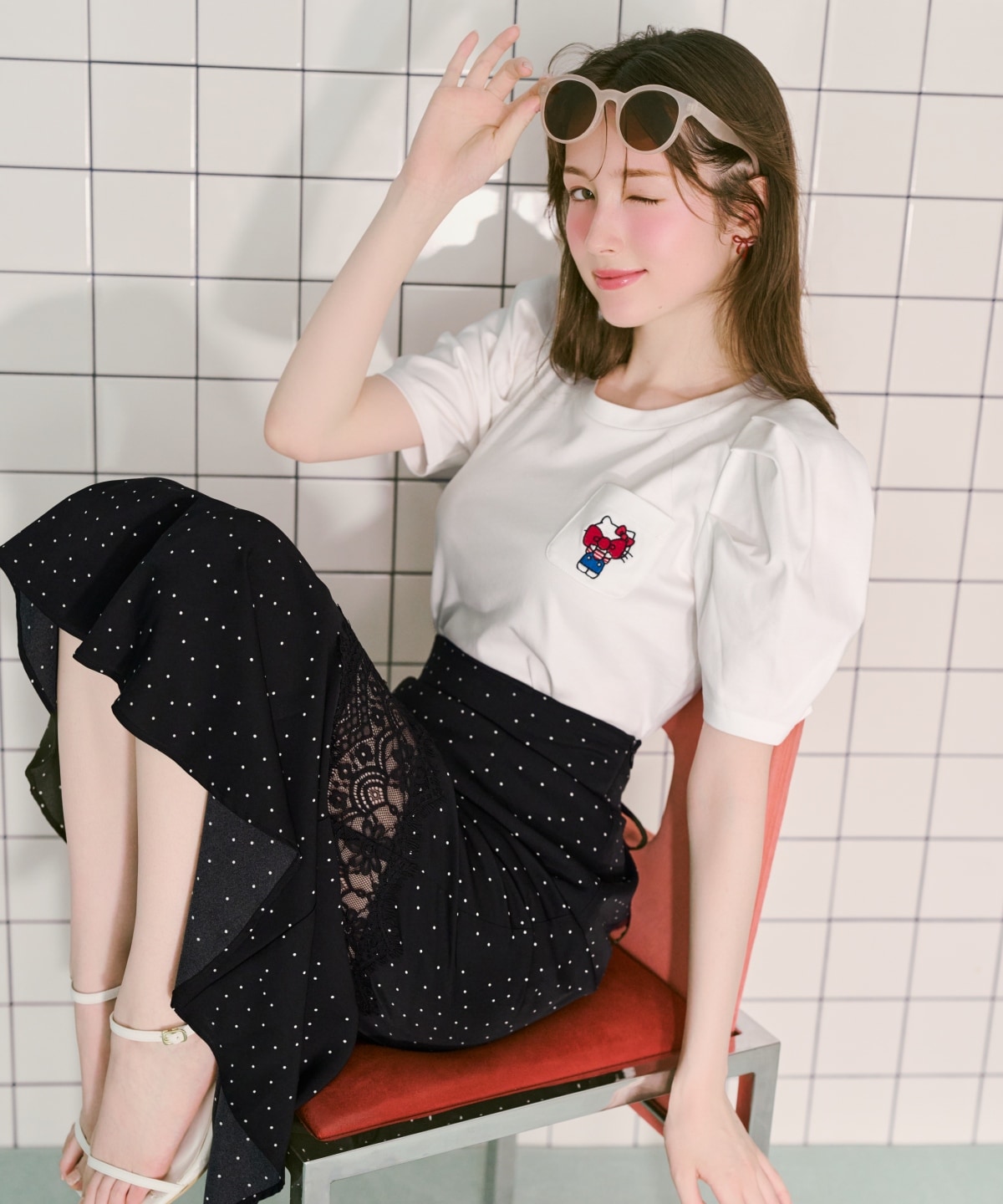 【7/16(thu)10時発売】WILLSELECTION×HELLO KITTY 刺繍カットトップス