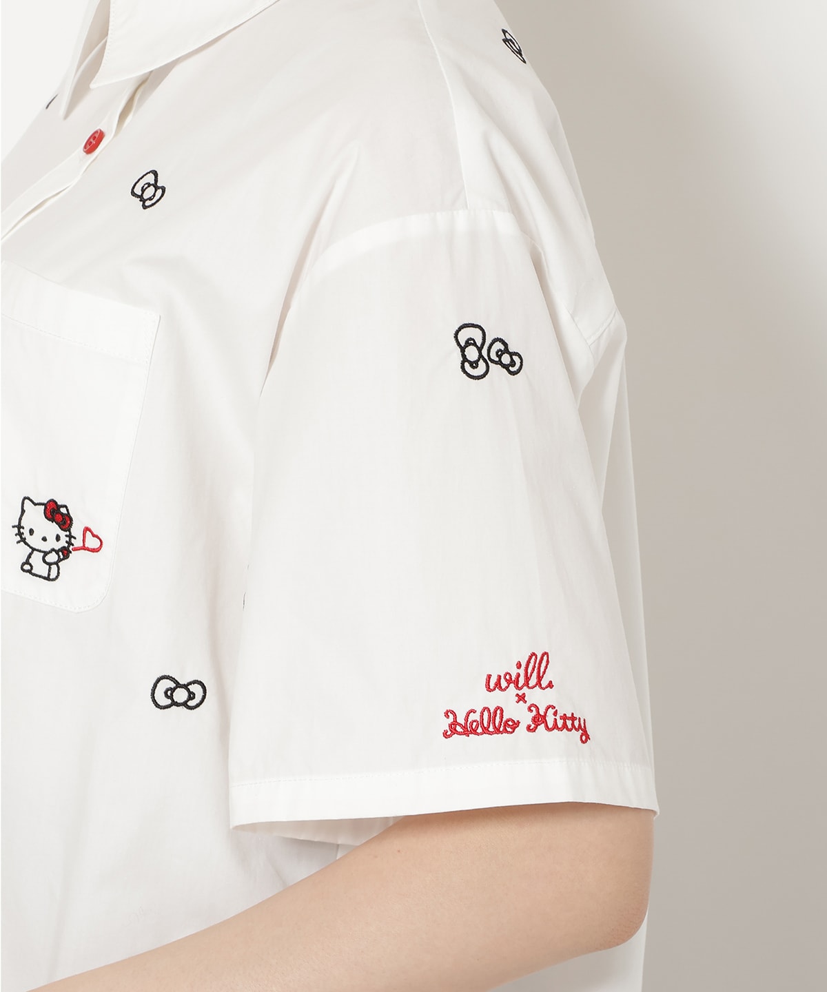 【8/7(fri)20時発売】WILLSELECTION×HELLO KITTY 刺繍クロップドシャツ