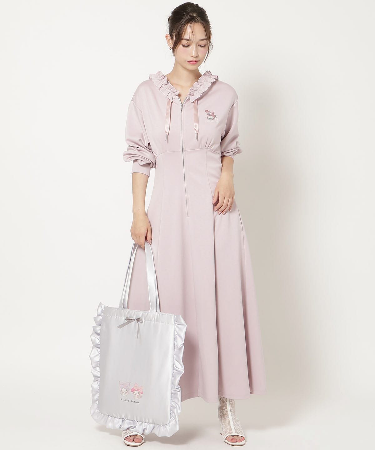 【9/17(thu)10時発売】WILLSELECTION×マイメロディ&クロミ 刺繍フリルフードパーカーワンピース