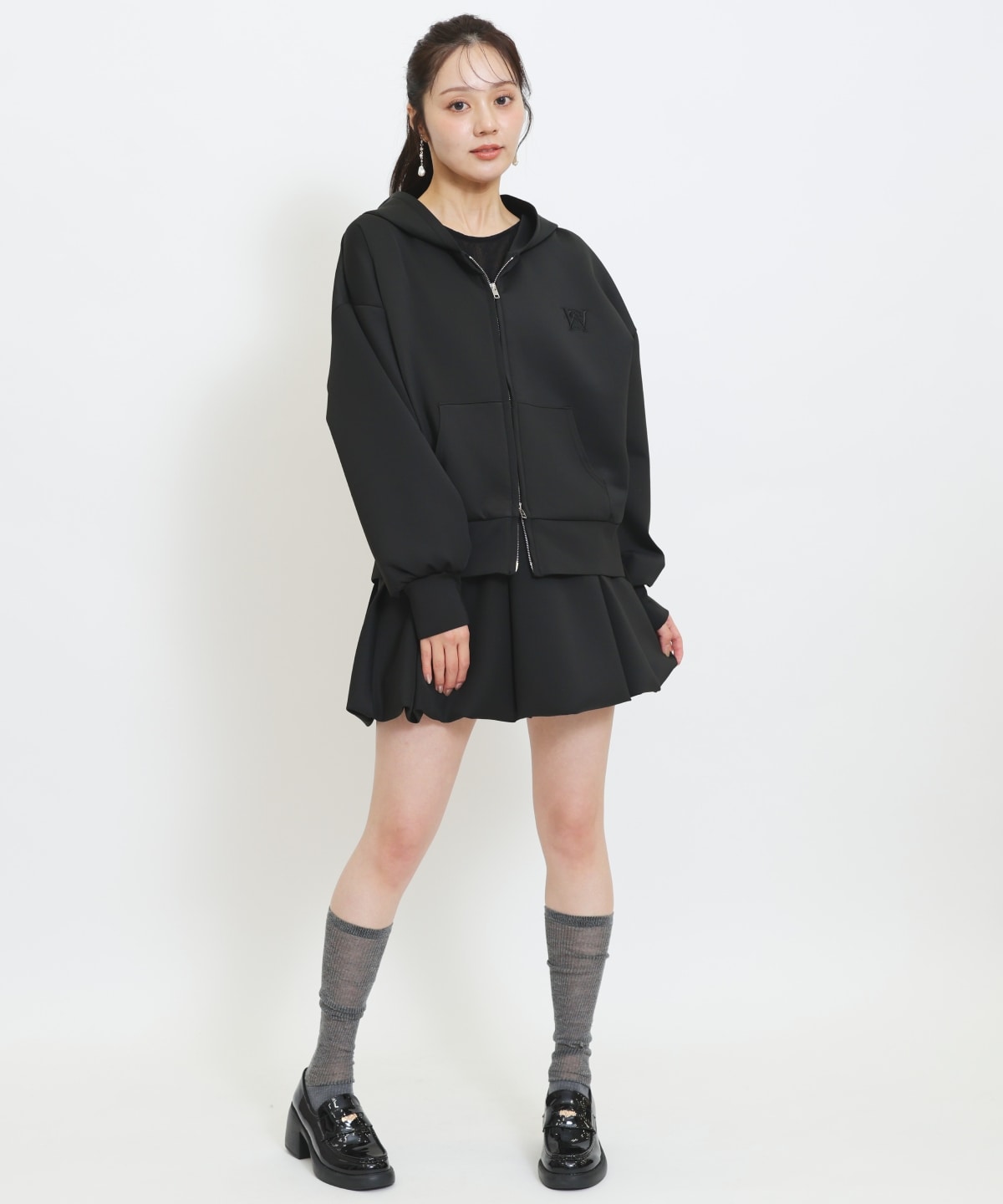 【セットアップ対応】ロゴ刺繍オーバーサイズフーディ