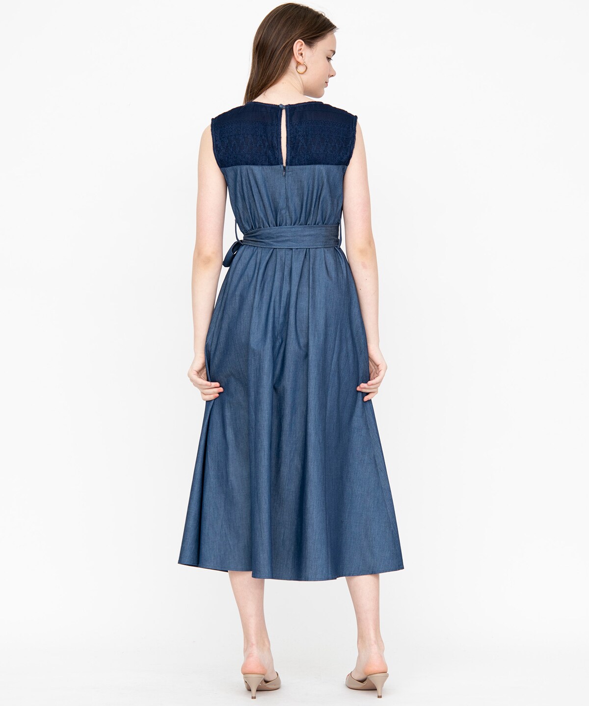 デニム調バックレースワンピース M ブルー And Couture 公式オンラインショップ バーンデストローズ