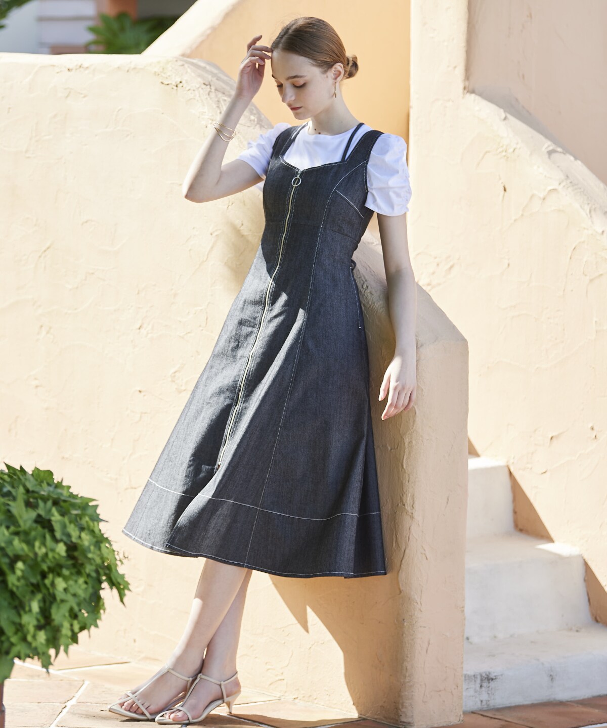 袖ギャザーTシャツ＋ジップジャンスカ(F ブルー): And Couture｜公式  