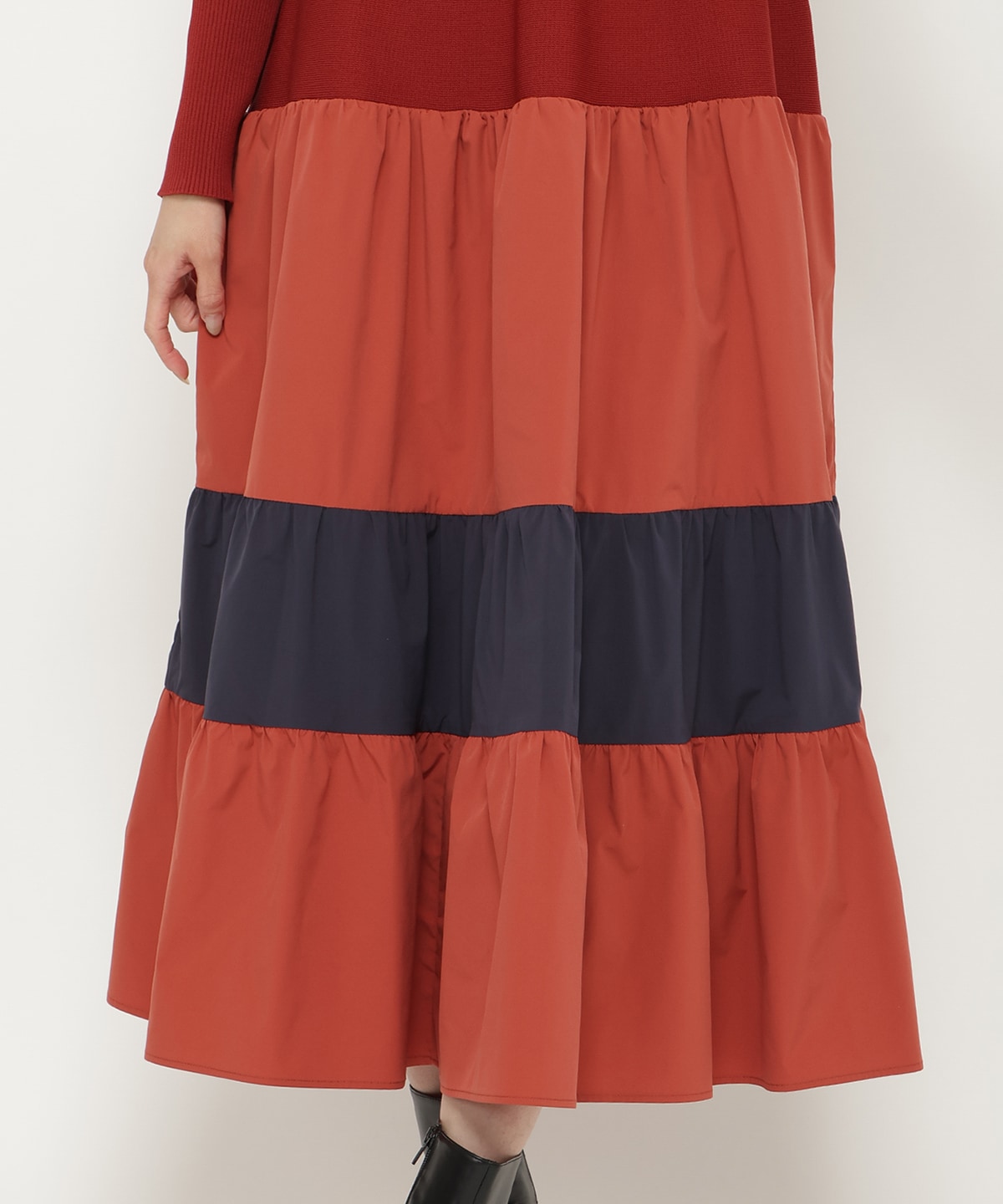 布帛ティアードドッキングワンピース