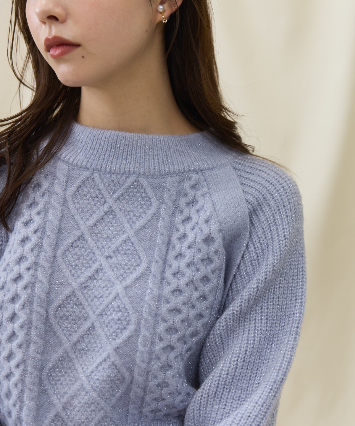 ラメケーブルクロップドプルオーバー