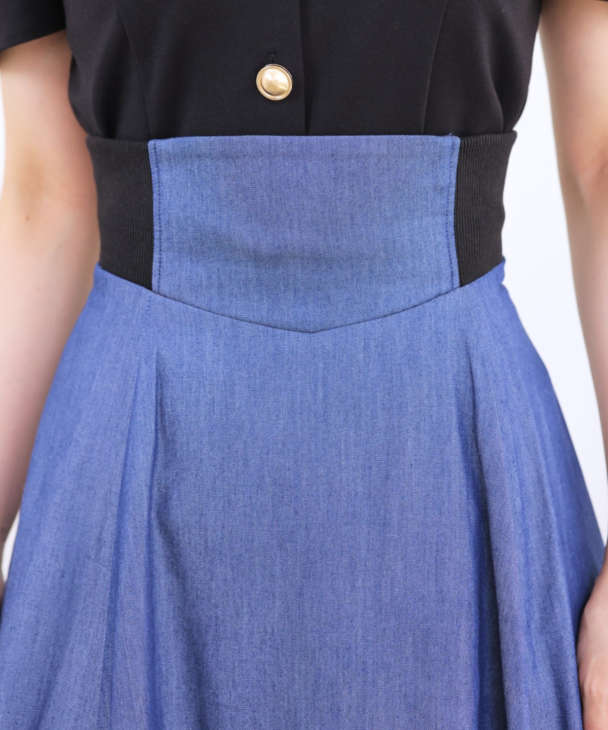 サイドリブシャンブレーデニムスカート