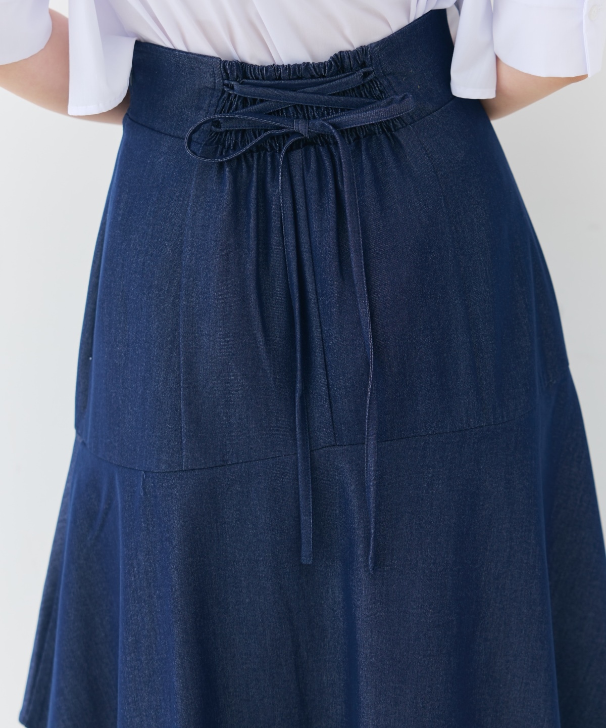 デニムライクレイヤードフリルスカート