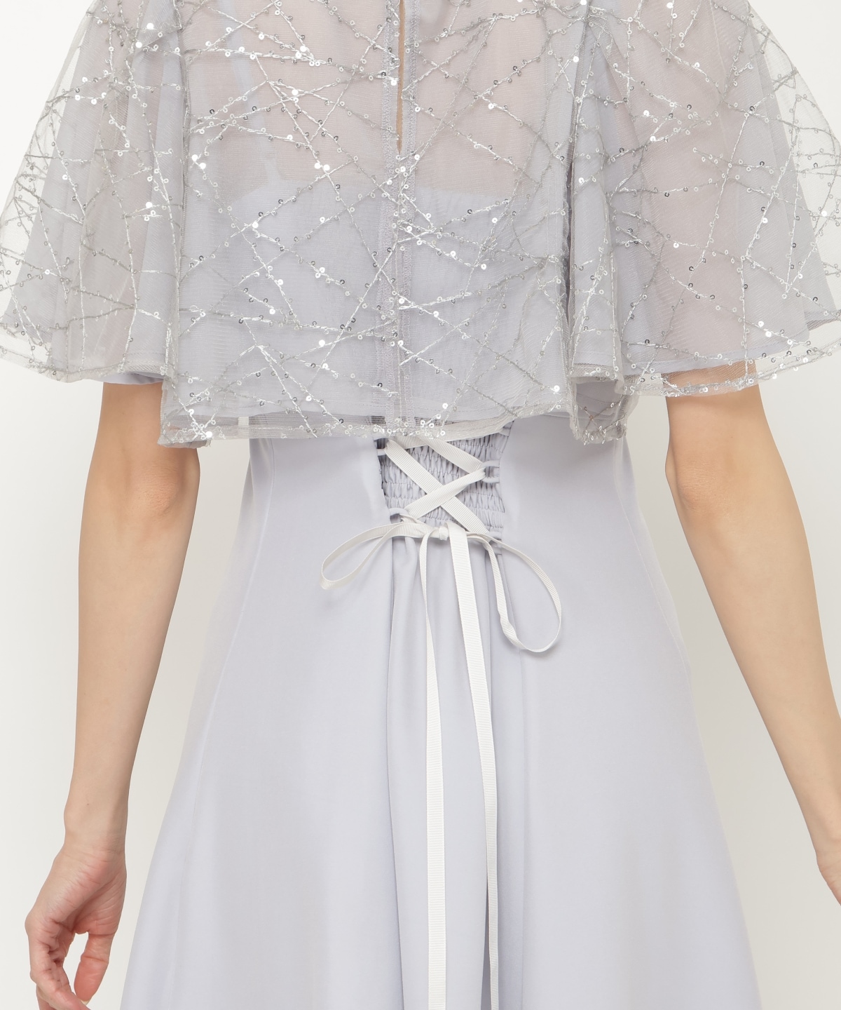 スパンコールチュールレイヤードレス