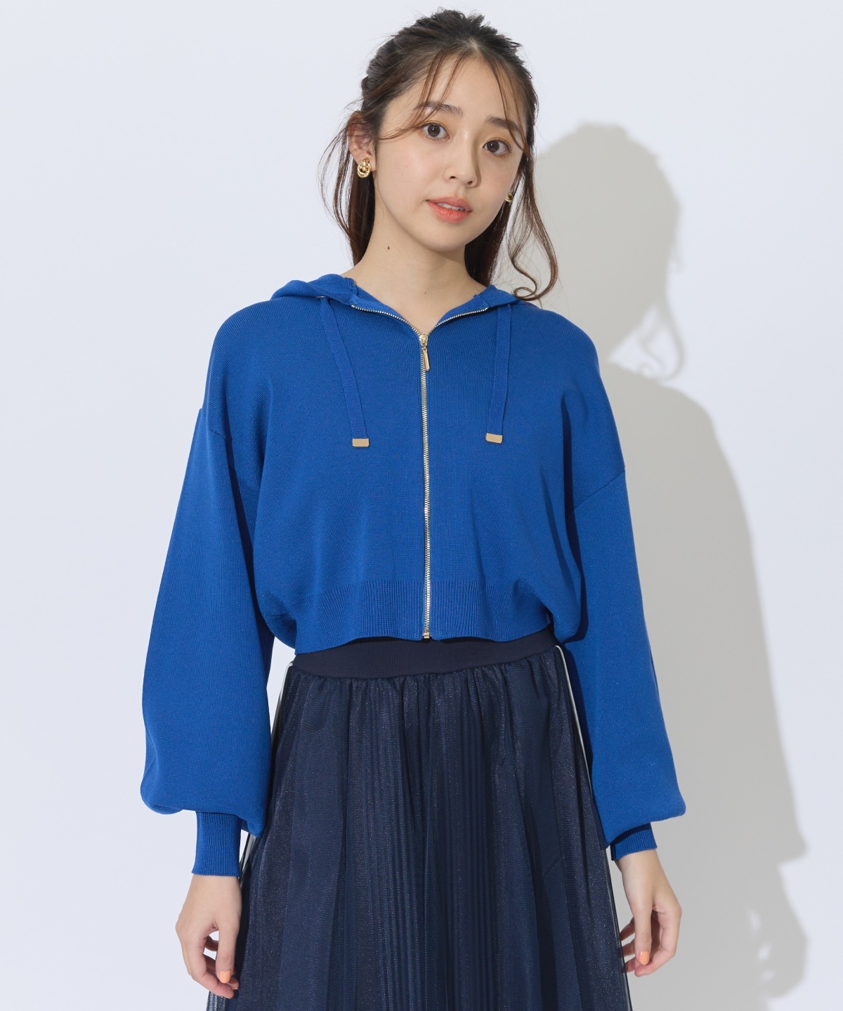 クロップドニットフーディー