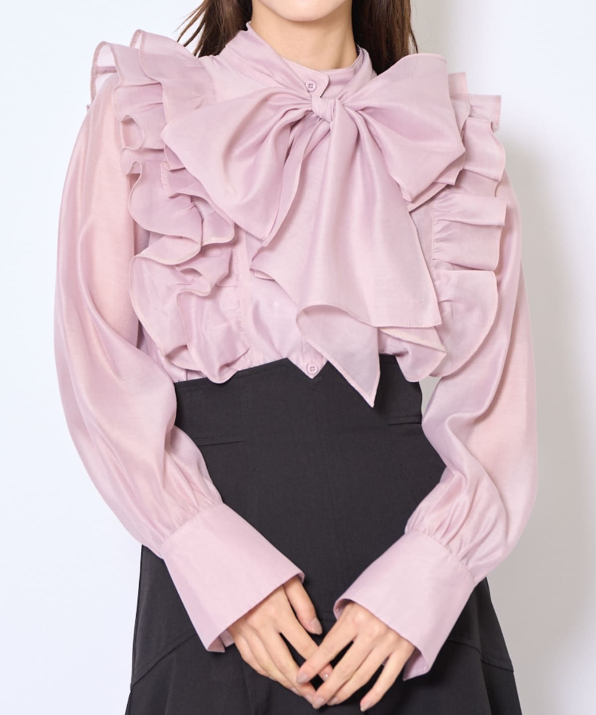 ボウタイフリルシアーブラウス