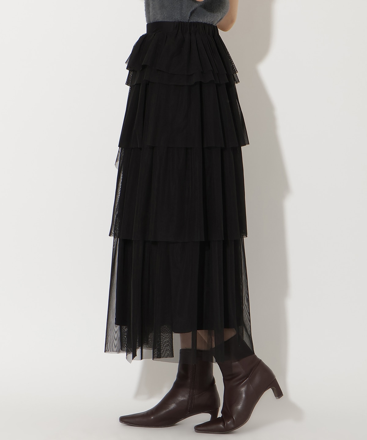 チュールティアードスカート