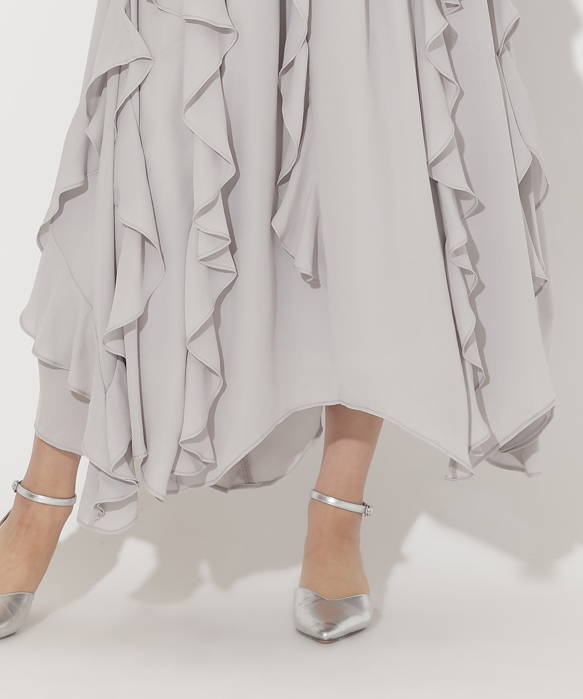 ラッフル切替フレアスカート