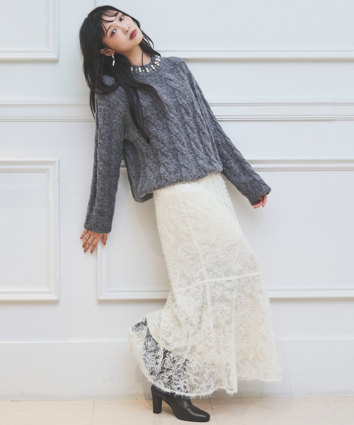 へアリーレースマーメイドスカート