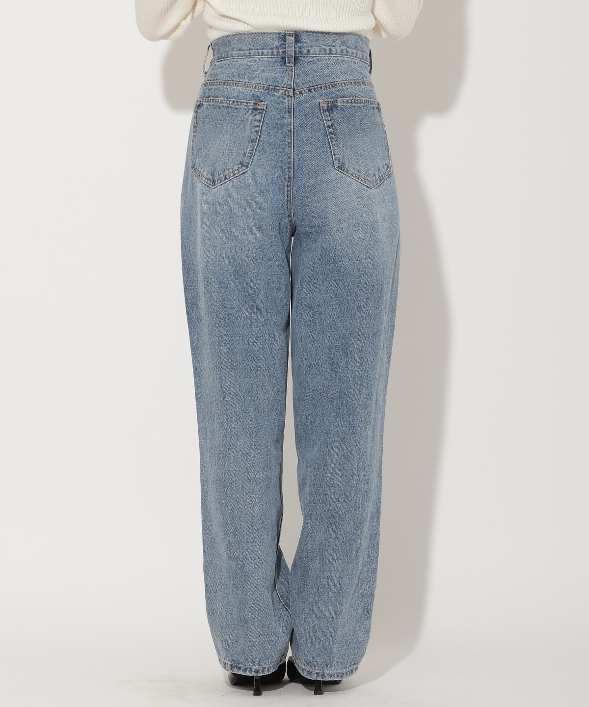 パール×ビジューダメージデニム