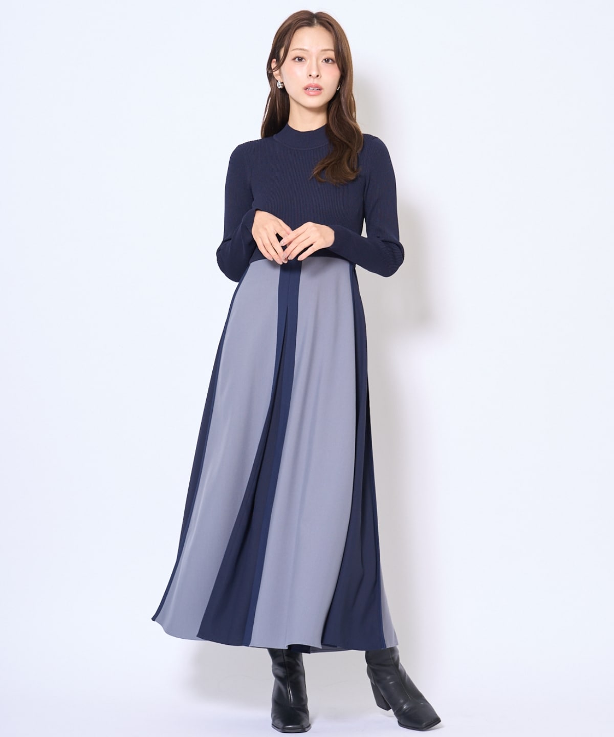 配色ドッキングワンピース