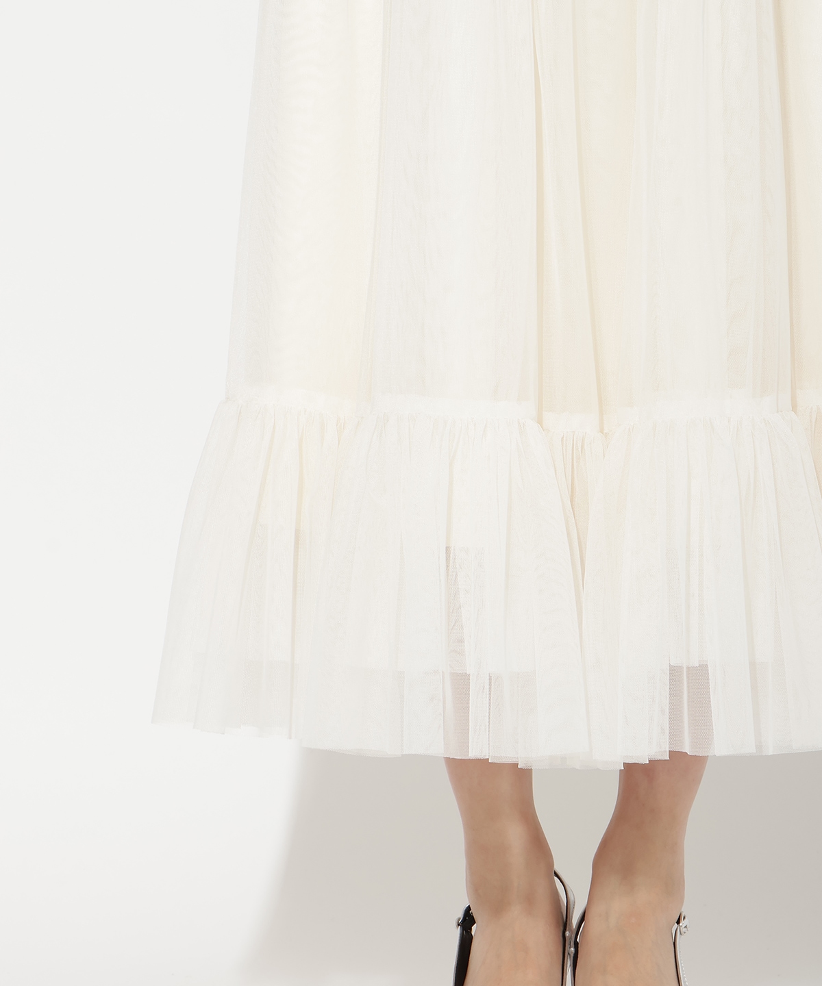 ツイード×チュールドッキングワンピース