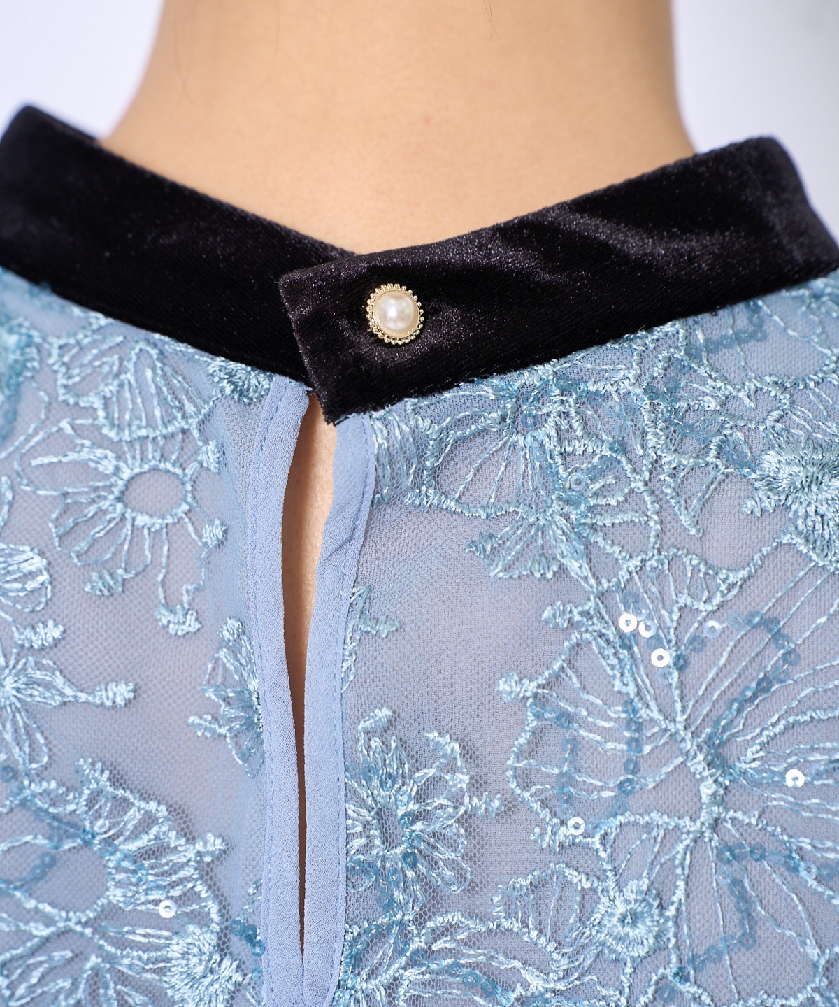 ベロアトリミングブラウス×ドレス