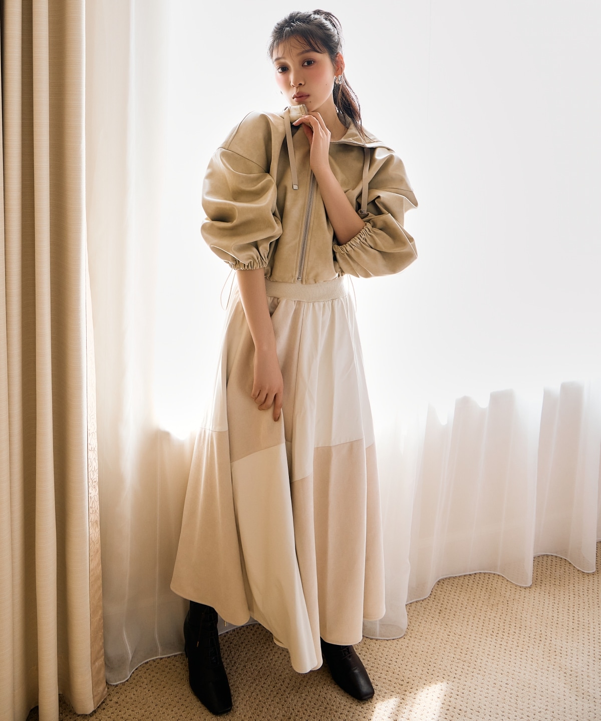 フェイクレザーブルゾン