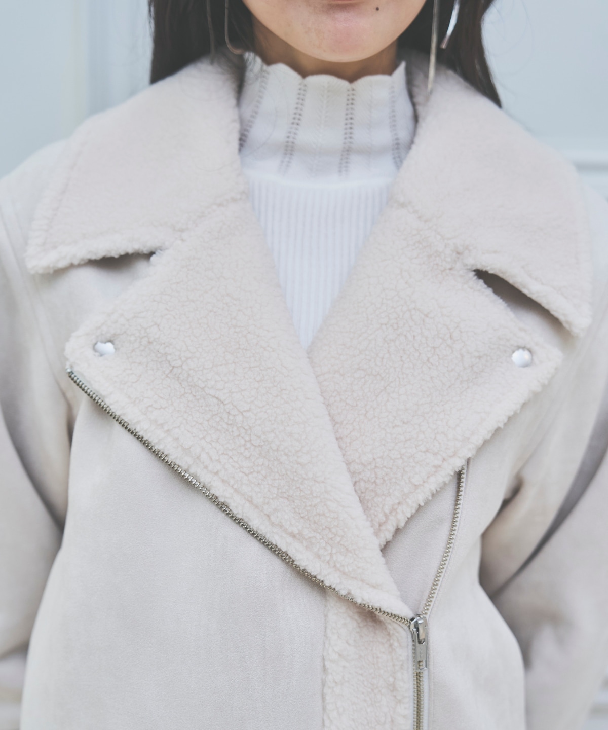 ムートンボアライダースブルゾン