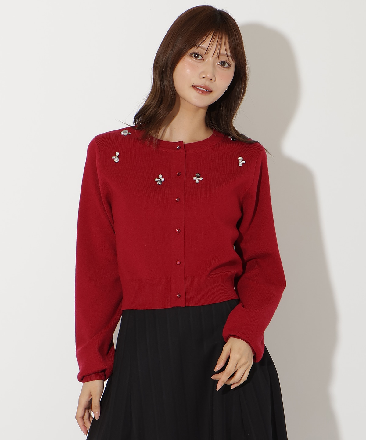 ビジュー×パールニットカーディガン