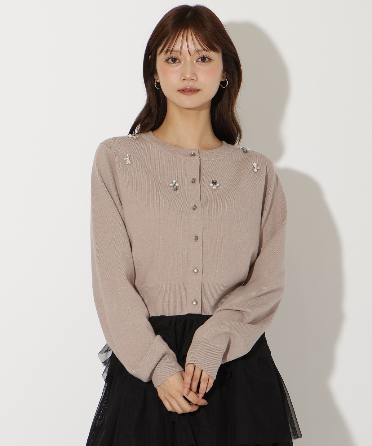 ビジュー×パールニットカーディガン