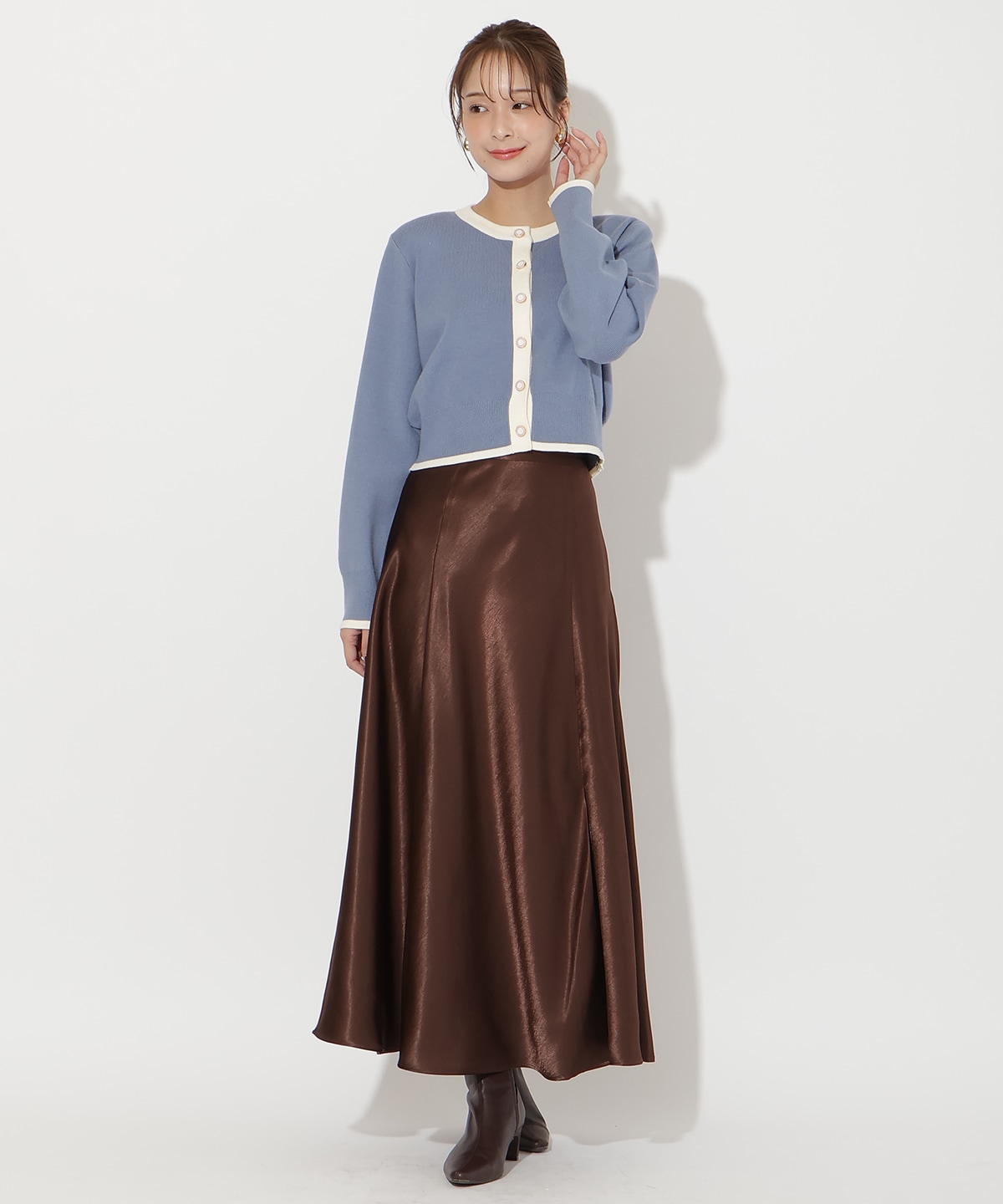 配色カーディガン