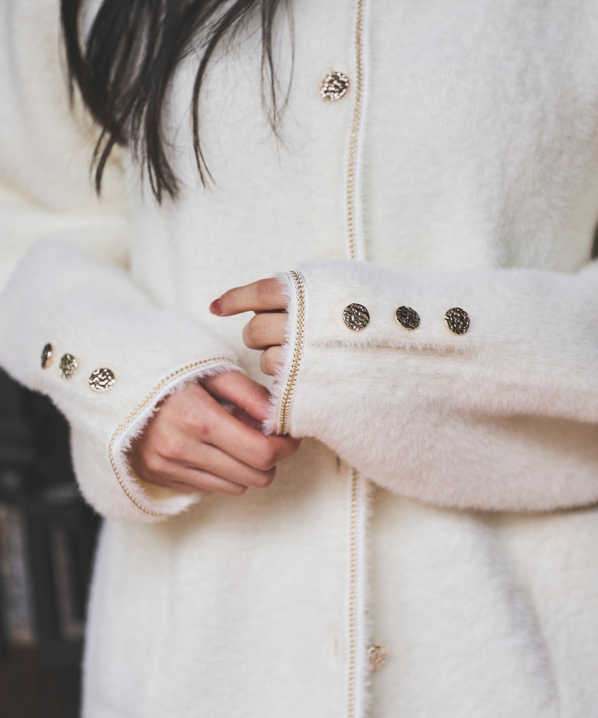 ダブルフェイスフェザーカーディガン