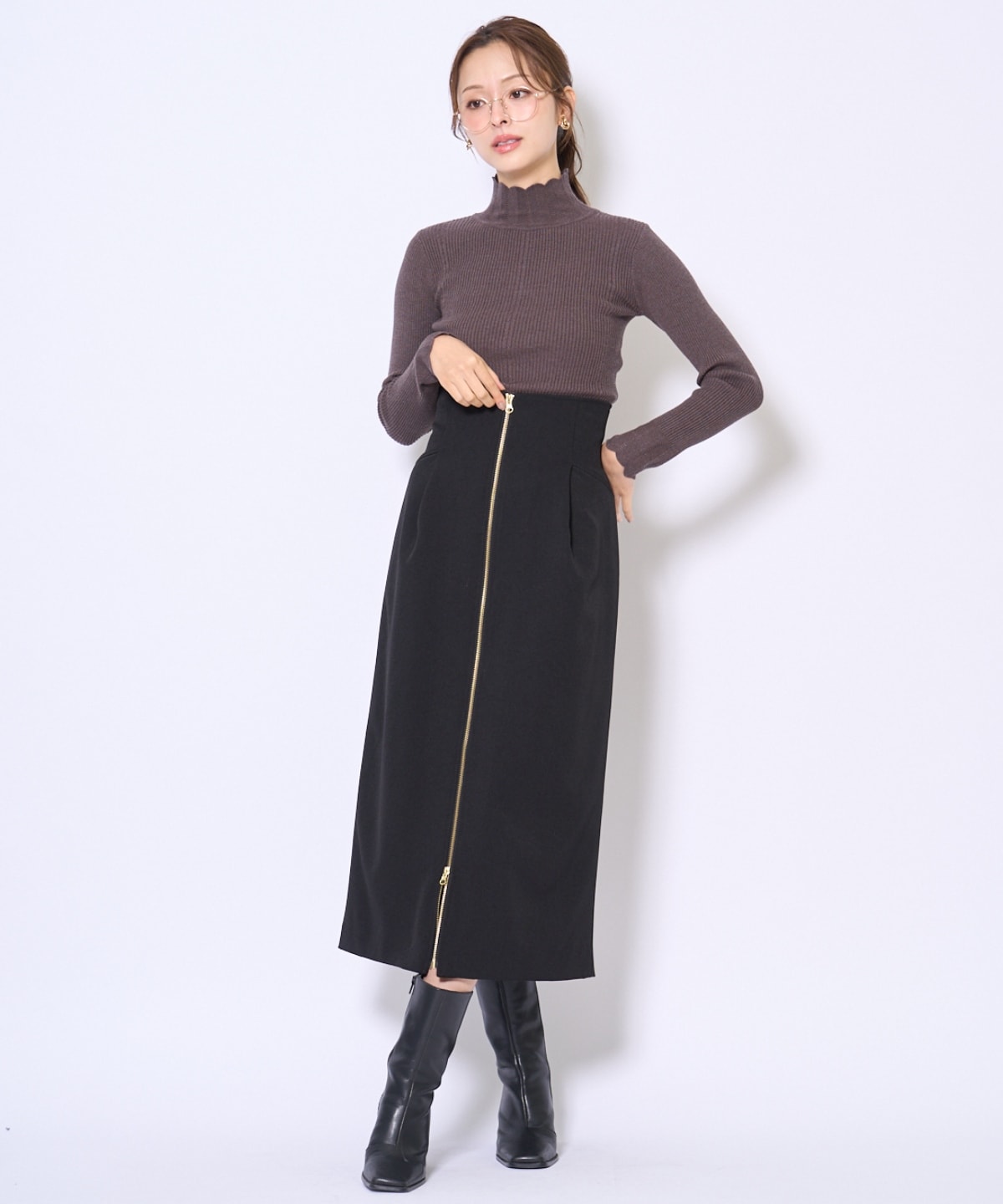 スカラハイネックニットプルオーバー