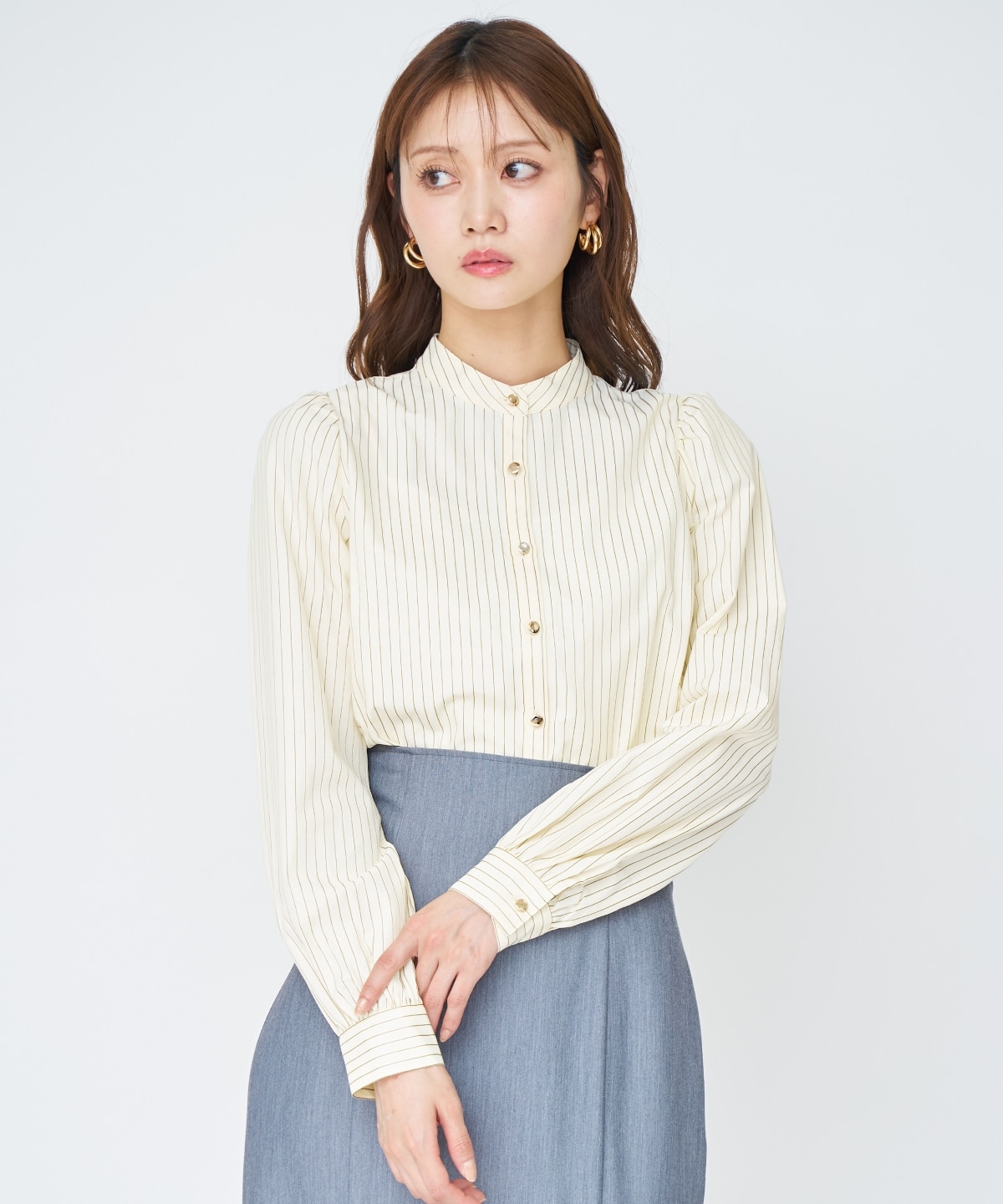 【先行予約受付中】バタフライリボンストライプブラウス
