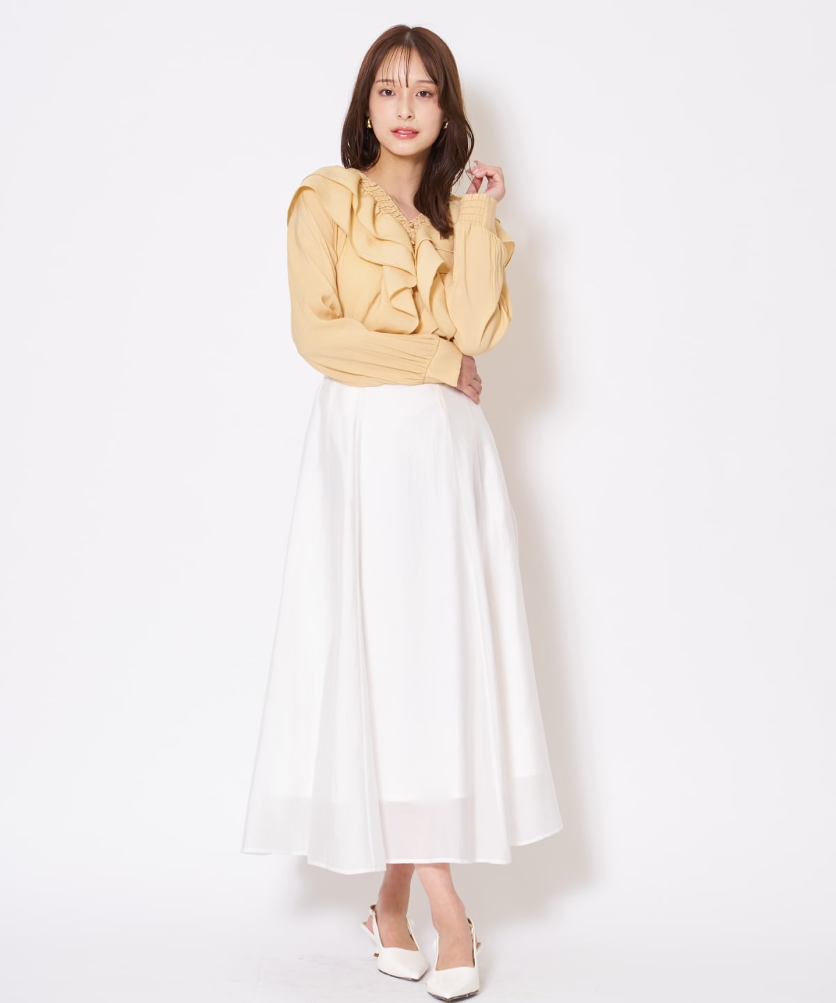 【先行予約受付中】シャーリングフリルブラウス