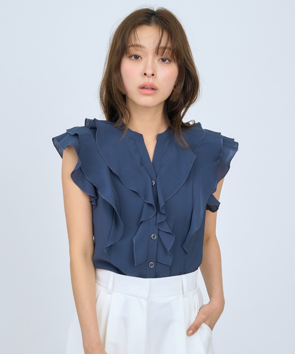 【先行予約受付中】フレンチスリーブラッフルブラウス