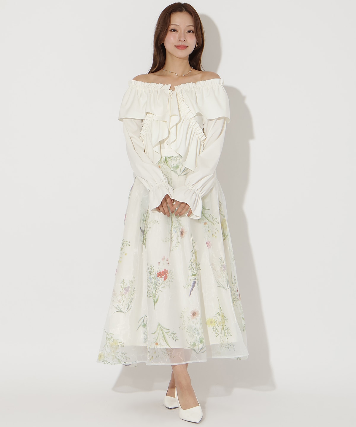 【先行予約受付中】フラワーオーガンジーフレアスカート