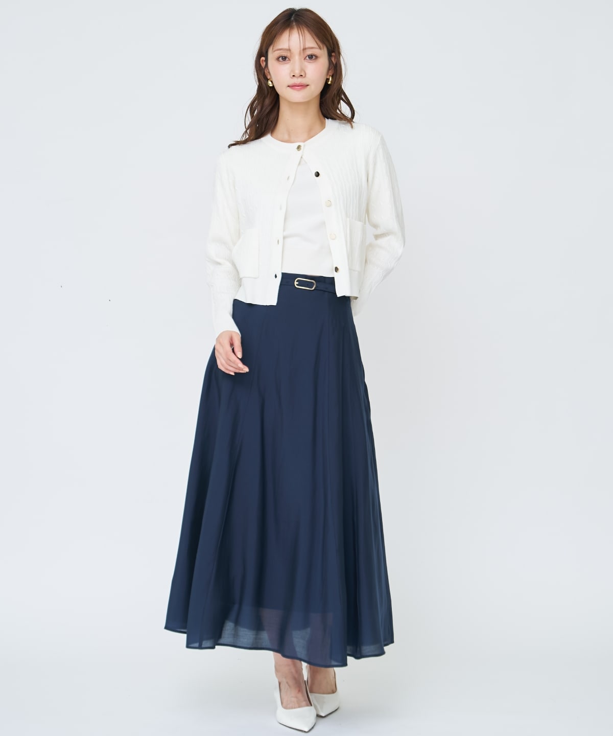 【先行予約受付中】ベルト付きシアーフレアスカート