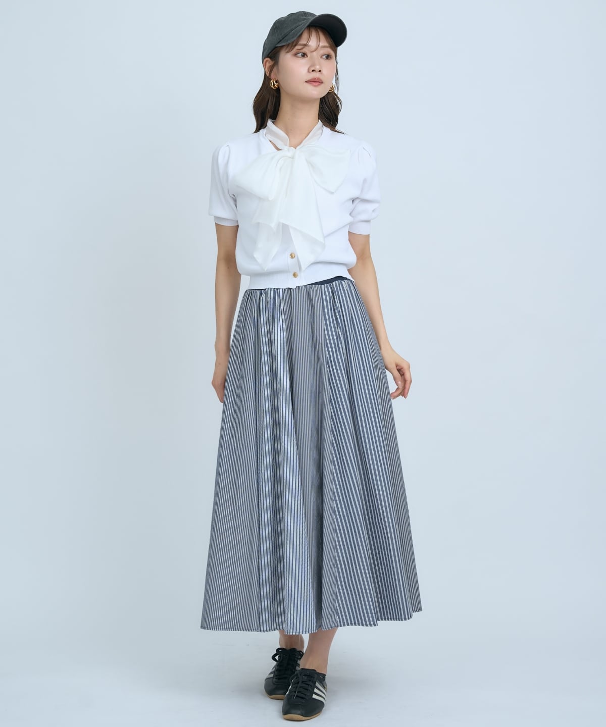 【先行予約受付中】サッカーストライプ柄組み合わせロングスカート