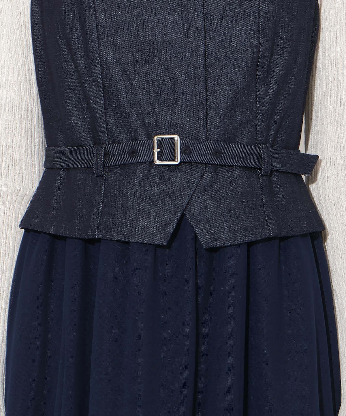 異素材ドッキングチュールワンピース