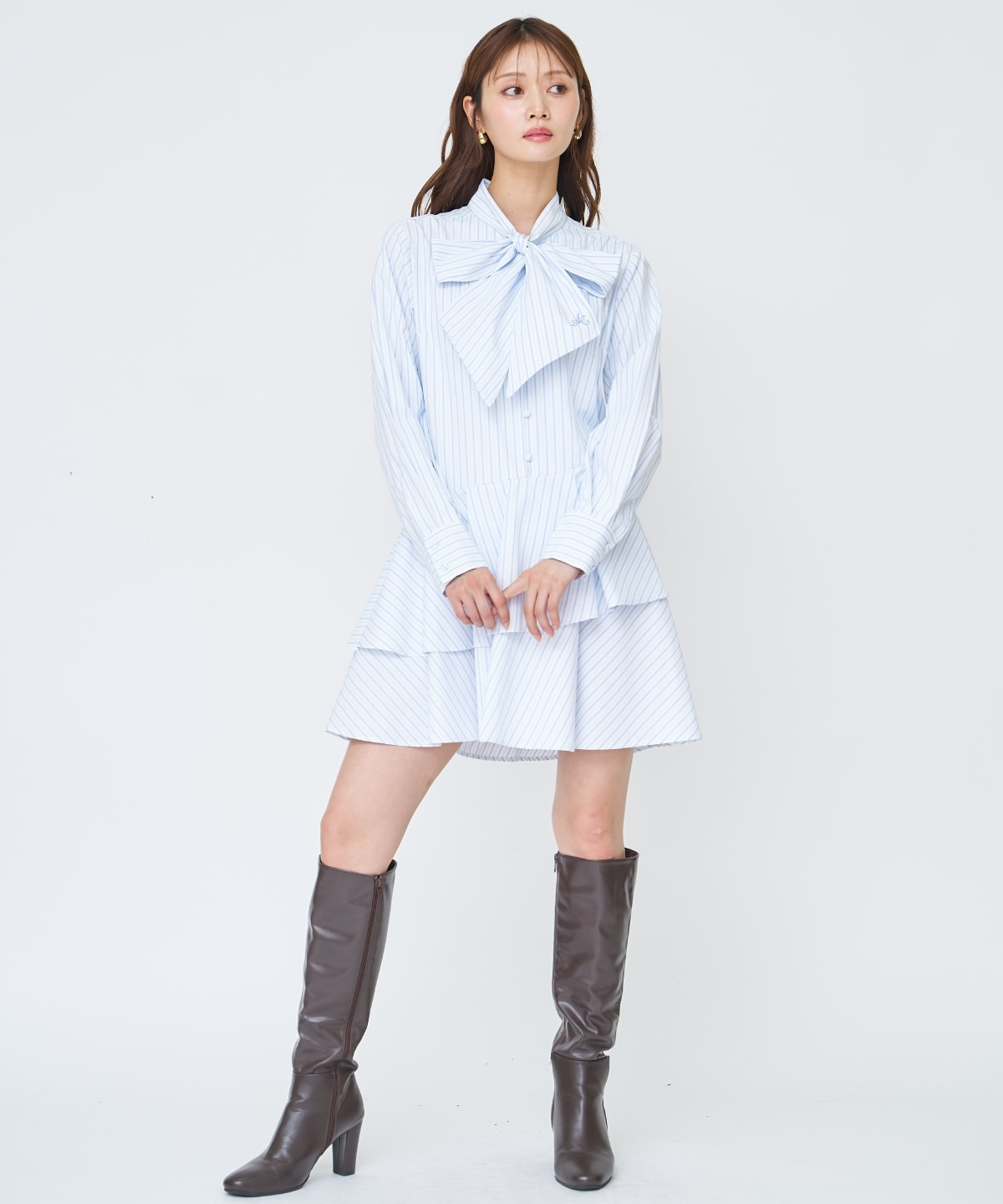 【先行予約受付中】アシメストライプミニワンピース