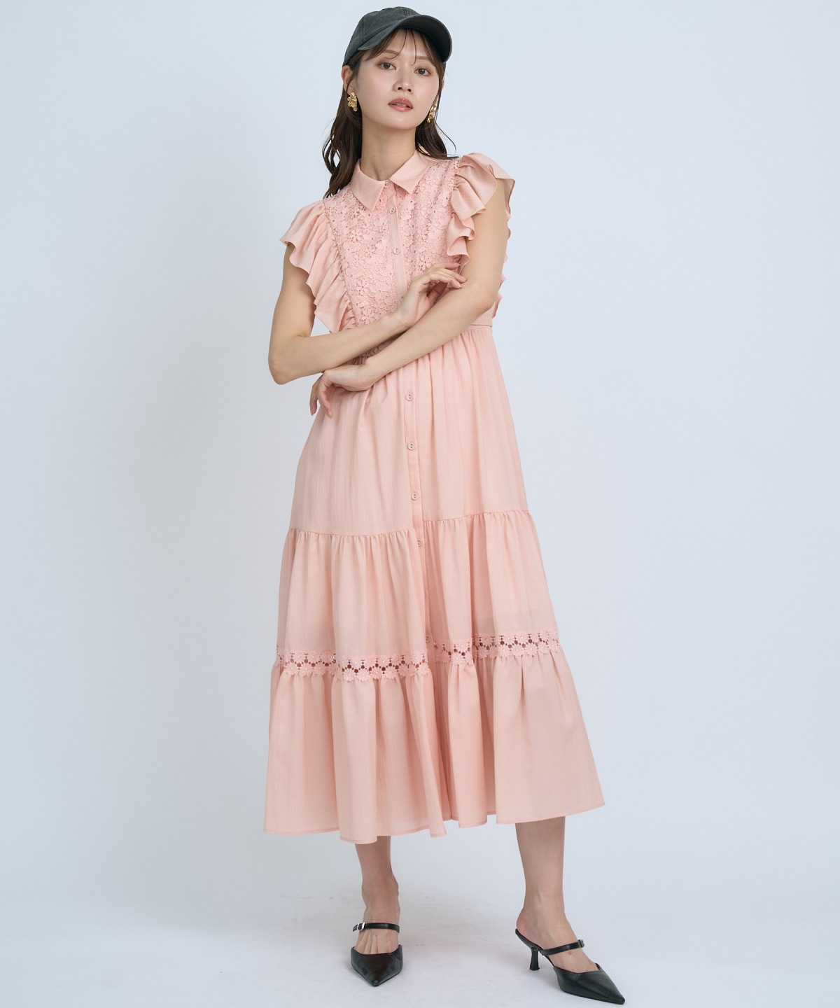 【先行予約受付中】レースフリルシャツワンピース