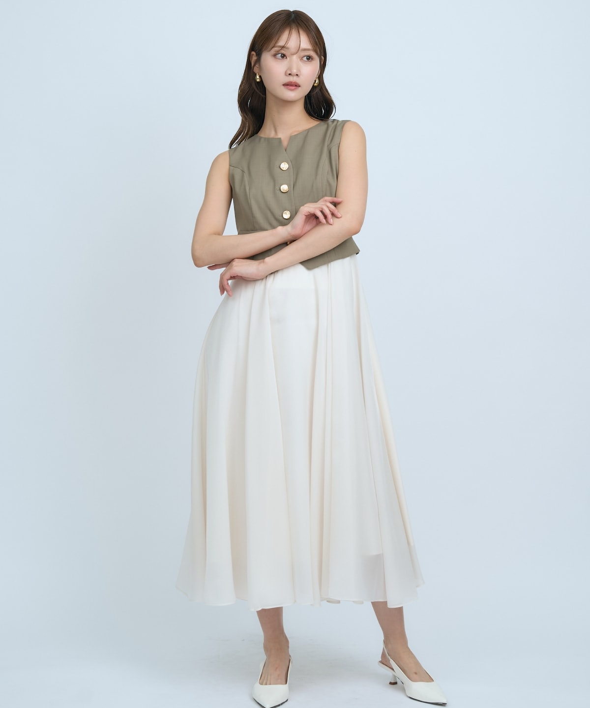 ショートジレレイヤードワンピース