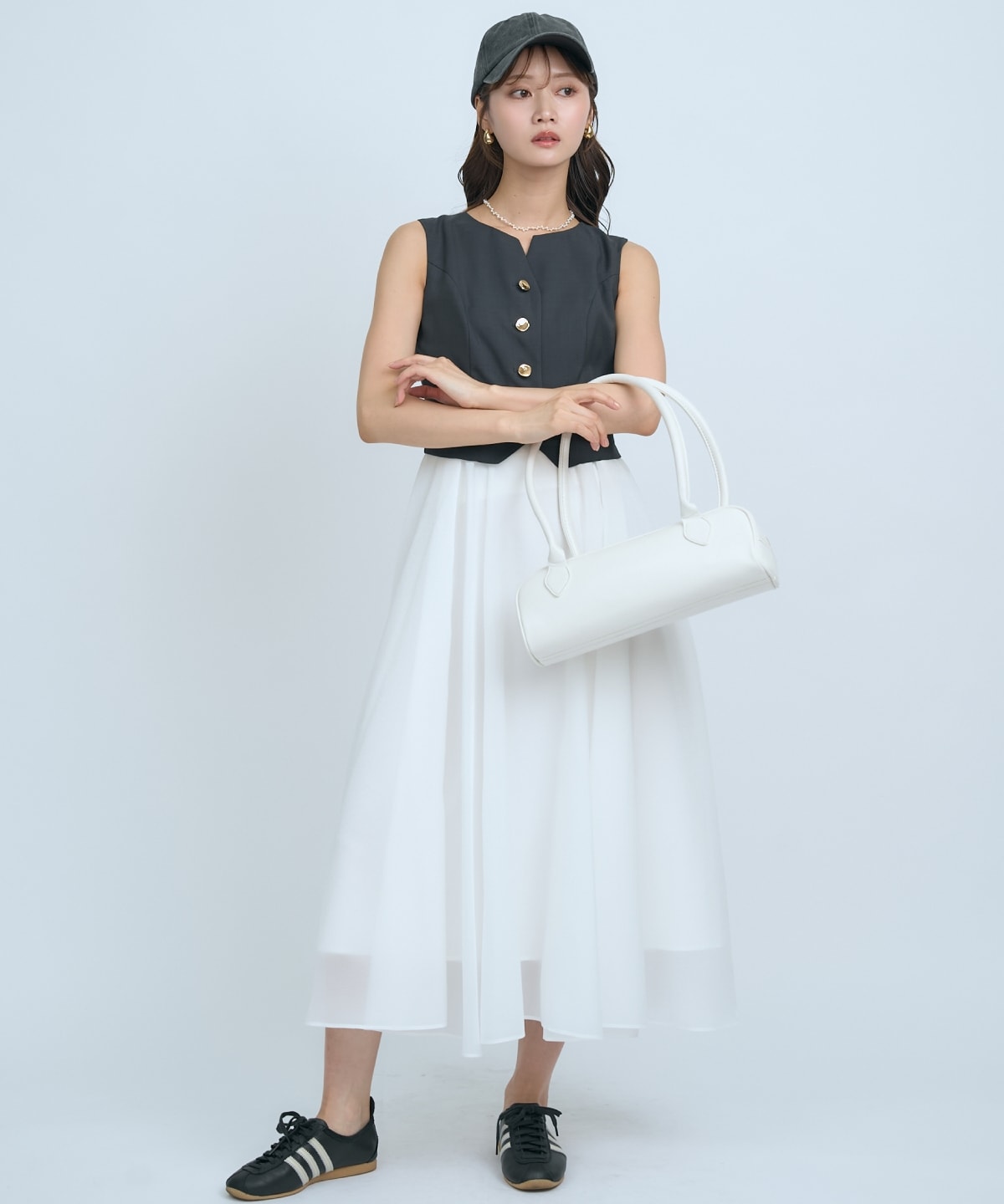 ショートジレレイヤードワンピース