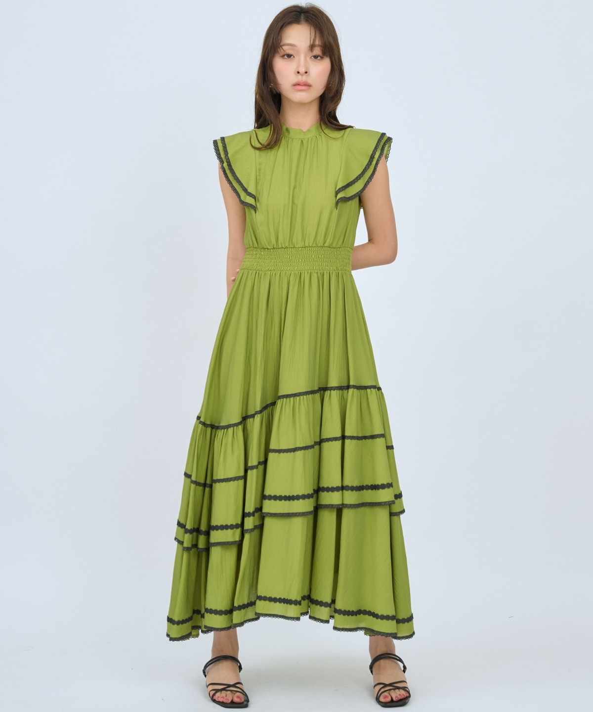 レーストリミングティアードワンピース