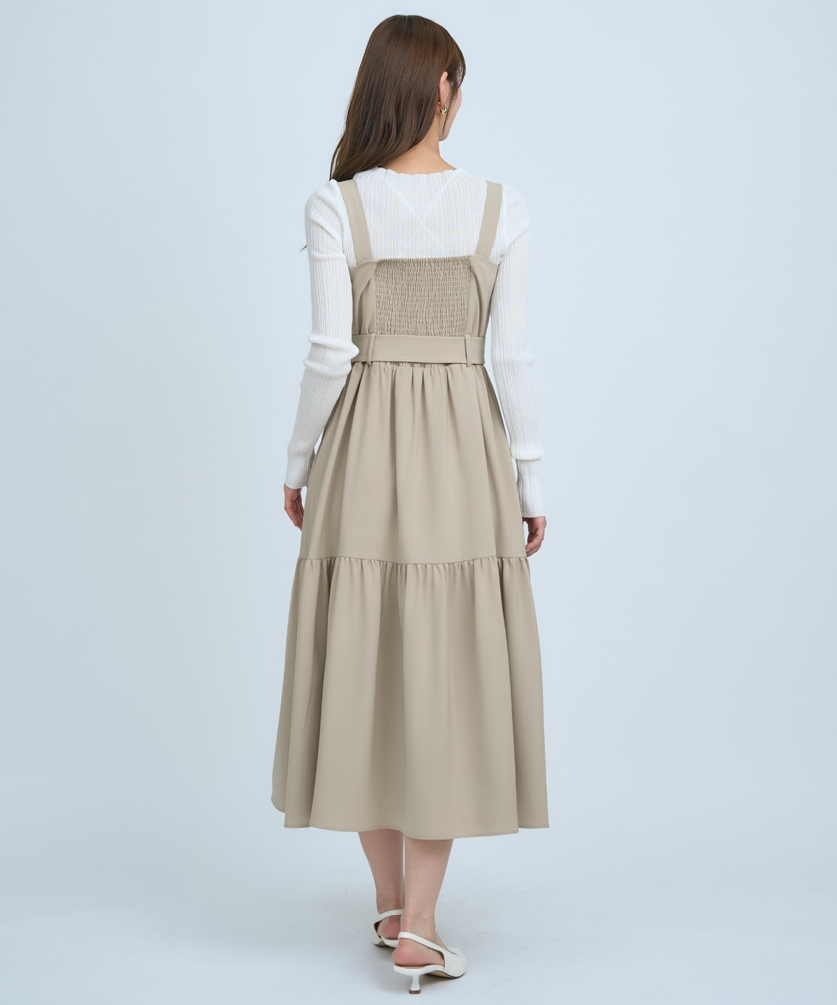 テーラードジレ×ティアードキャミワンピース