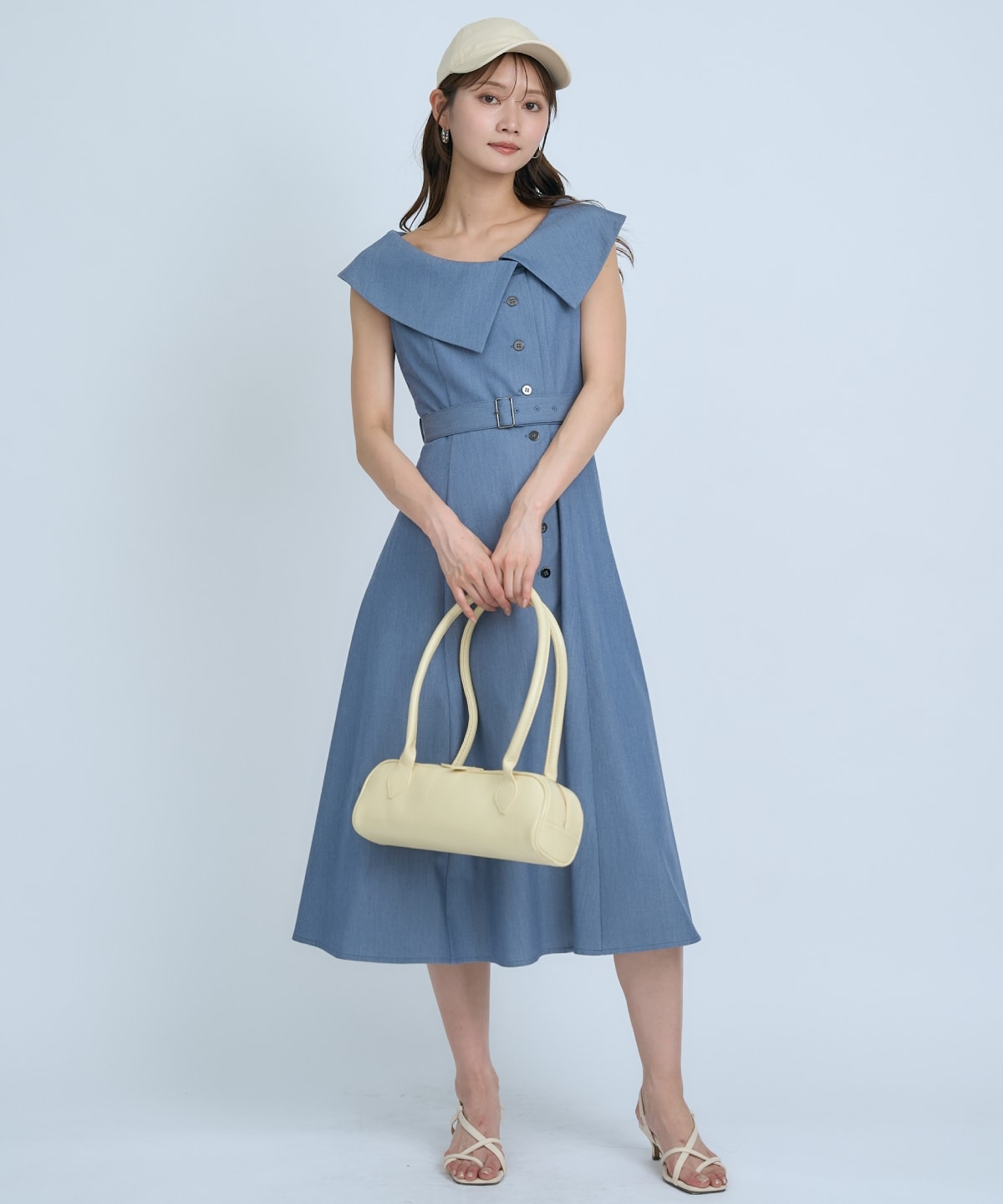 【先行予約受付中】アシメビックカラー前ボタンワンピース