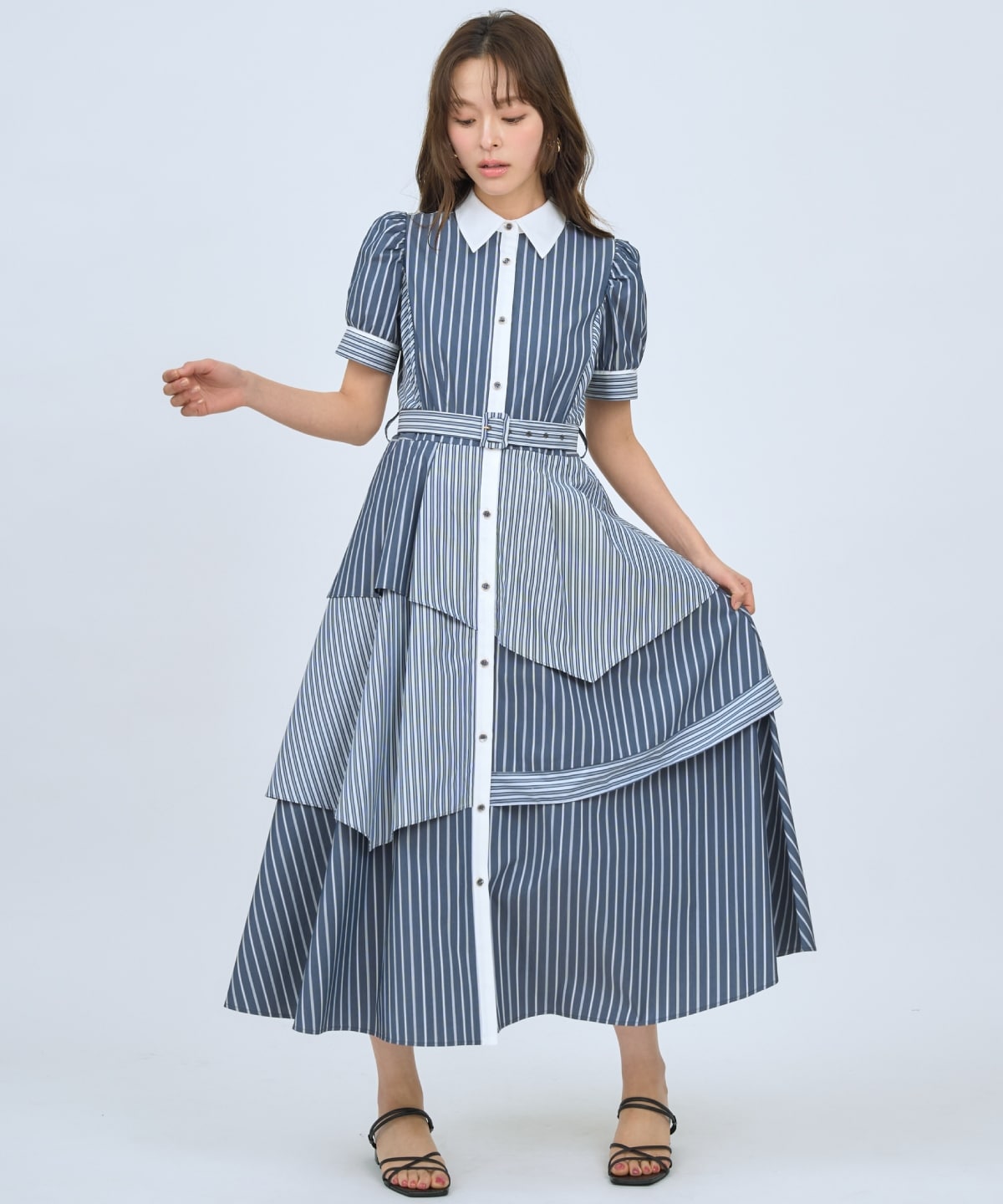 【先行予約受付中】マルチストライプシャツワンピース