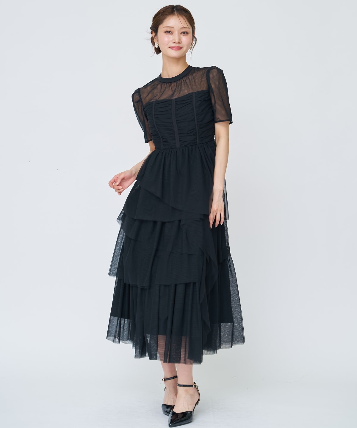 チュールギャザードレス